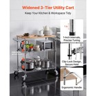 Kitchen Utility Cart Rolling Portable Service Trolley On Wheels 30x18x36 3 Tier