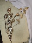 Brass Gold Tone Leaf Branch Wall Sculpture Pair Metal Mcm Regency Art Decor