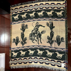 Vintage American Weavers South Western Cowboy Cactus Print Blanket Cotton Wool