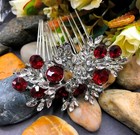 Beautiful Elegant Wedding Red Color Crystal Rhinestone Bridal Hair Comb Ha24red