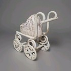 Vintage White Wicker Baby Carriage Doll Pram Antique Nursery   10 75    8 5 