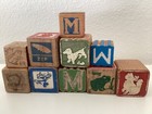 10 Vintage Antique Children s Wood Blocks Mice Squirrels Alphabet Mickey Mouse