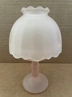 Vintage Frosted   Satin Pink Westmoreland Glass Pedestal Footed Fairy Lamp  1