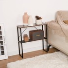 Tall End Table  Narrow Side Table With Storage Shelve  Walnut Brown