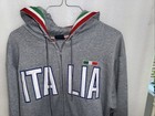 Italia National Team Soccer Football Athletic Zip-up Hoodie Gray Tricolore -sz l