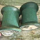 J p Coats Lot Of 2 Vintage Original Wood Green Label Empty Thread Spools Usa