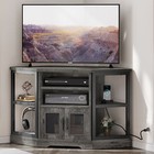 Corner Tv Stand With Power Outlets For 55  Tv Entertainment Center Media Console