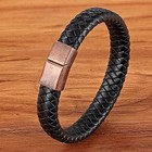 Stainless Steel 4 Colors Clasp Vintage Handmade Woven Black Bracelet Man Women