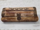 Vintage Bone Inlay Trinket Jewelry Box Brass Hinged Velvet Lined India