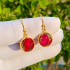 Natural Pink Copper Turquoise Gemstone 925 Sterling Silver Lever Back Earrings