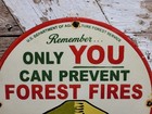 Vintage Smokey Bear Porcelain Sign Old Forest Service National Park Fire Camping