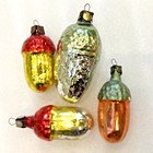 4 Vintage Antique Glass Ussr Christmas Xmas Ornament Tree Decoration Old Acorn