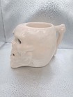 Vintage Unmarked Beige Ceramic Tiki Style Skull Mug Weighs 2 Lbs
