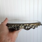 Antique Victorian Large Plateau Mirror Tray W  Ornate Filigree Metal Footed Base