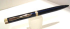 Terzetti Diamond Top Metal Brass Ballpoint Pen- Blue  gold Trim- Gift Pouch