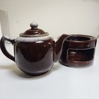Brown Ceramic Lava Teapot With Warmer  Japan And Pfaltzgraff Mixed Set