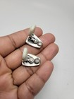 Vintage Black Enamel Turquoise Bead Clip-on Earrings Silver Tone Scroll