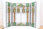 Tiffany Style Stained Glass Mission Arts Crafts 3 Section Fireplace Screen 40x29