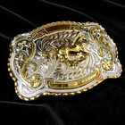 Gold Horse Belt Buckle Mens Western Cowboy Rodeo 40mm Large Silver Engraved