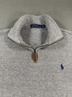 Polo Ralph Lauren Mens Quarter Zip Pullover Sweater Grey Cotton Medium M