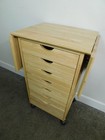 Modern Butcher Block Rolling Sewing Crafts Kitchen Storage Stand Table Drop Side