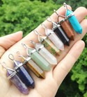 24pcs Stone Pendant Necklace Natural Quartz Crystal Point Chakra Healing Stone