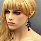 Chandelier Drop Dangle Earrings Black Jet Crystal Rhinestone Wedding Prom 07971