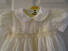 Vintage Friedknit Yellow Smocked Flowered Baby Dress Size 9 Months