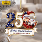 Personalized Baby s 1st Christmas America 250th Anniversary Flat Ornament