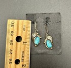 Vintage Blue Turquoise Native American Indian Sterling Silver Dangle Earrings