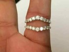 4 Ct Round Cut Real Moissanite Wrap Enhancer Ring Guard 14k White Gold Plated