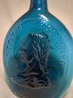 Old Unique George Washington Father Of His Country 7 5  Blue Glass Flask Bottle