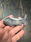Hand Carved Banded Agate Fish Pendant  Vintage Natural Stone Jewelry Decor