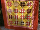 Antique Vintage Quilt Top Red White Yellow Vintage Material