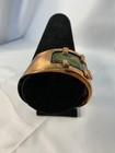 Vintage Matisse Renoir Copper   Green Enamel Modernist Wide Cuff Bracelet Signed