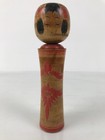 Japanese Wooden Naruko Kokeshi Doll Vtg Black Red Brown Traditional Craft Kf767