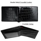 Real Crocodile Black Leather Bifold  Wallet Extra Capacity Card Holder Wallet