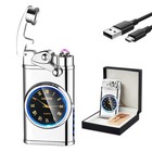 Rechargeable Usb Electric Lighter - Flameless Windproof Double Arc Plasma With L