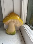 Vintage Mushroom Ceramic Wall Plaque Hippie 1970s Usa 6    Green Yellow Ombr  