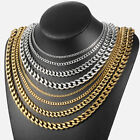 3 5 7 9 11mm Stainless Steel Silver gold Plated Mens Cuban Curb Necklace Chain