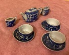  Vintage Child   s Toy Porcelain Blue Tea Set   11 Pieces  