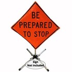 Galvanized Compact Steel Roll-up Sign Stand  Short Leg  Kick-lever Leg-release