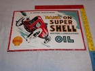Vintage Bank    on Super Shell Race Car   Driver 16  Porcelain Metal Gasoline Sign