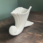 Vintage White Ceramic Cornucopia Vase Scalloped Shell Planter Mid Century