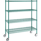 Any Sz Mobile Heavy Duty Green Wire Walk In Cooler Shelf Rack Commercial Casters