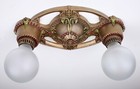 Antique Vintage 30 s Art Deco Cast Iron Ceiling Light Fixture Pair Available