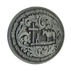 Western Belt Buckle Praying Cowboy Kneeling At Cross Horse Antique Silver Floral