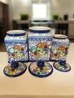 Talavera Canister Set Of 3   Hand-painted Mexican Pottery Jars