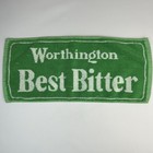 Vtg Pub Cloth Worthington Best Bitter Bar Towel Green And White Beer Retro Uk
