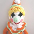 Handmade Crochet Clown Doll Large Toy Stuffed Happy 36    Orange Yellow